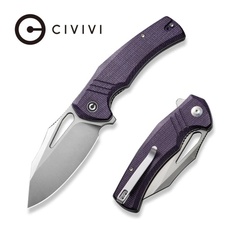 Civivi Knife BullTusk Purple Canvas Micarta, Satin 14C28N (C23017-3)