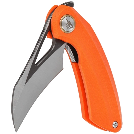 Bestech Bihai Orange G10, Grey DLC Stonewashed/Satin 14C28N by Ostap Hel Knife (BG53B-2)