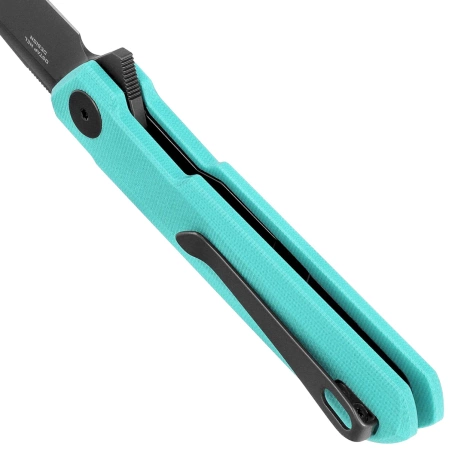 Bestechman Mini Dundee DD Knife Light Blue G10, Grey PVD D2 by Ostap Hel (BMK08E)