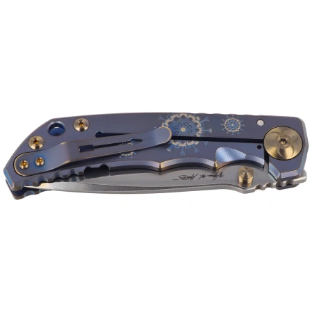 Spartan Blades Harsey Folder ''Plague Doctor'' Blue Titanium, Satin MagnaCut by William W. Harsey (SF5DOCTOR BL)