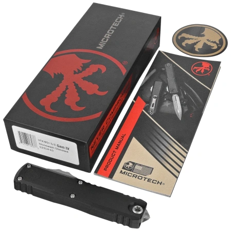 Nóż automatyczny OTF Microtech UTX-85 Gen IV S/E Black Aluminium, Stonewashed M390MK by Tony Marfione (12314-10)