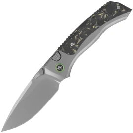 Remette RT-Steed Knife Gray Titanium/Black-Green Carbon Fiber, Pearlescent M390 (RTWS-TY)