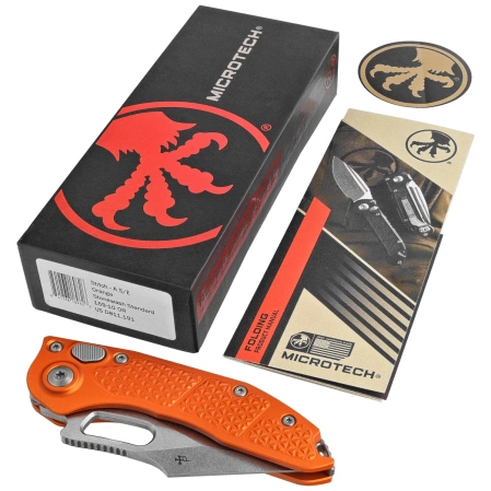 Nóż automatyczny Microtech Stitch-A S/E Orange Aluminium, Stonewashed by Sebastijan Berenji and Tony Marfione (169-10OR)