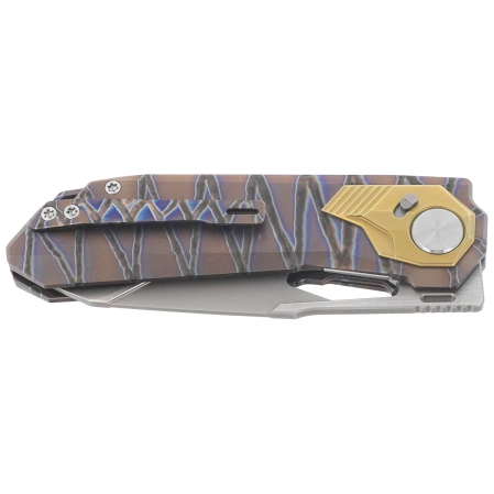 Remette RT-Peregrine Falcon Knife Gray/Brown/Thunder Lightning Titanium, Hand Fine Grinding Pearlescent M390 (RTT1-CX)