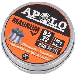 Apolo Magnum AirGun Pellets .22/5.5 mm, 250 pcs 1.00g/15.4gr (13003)