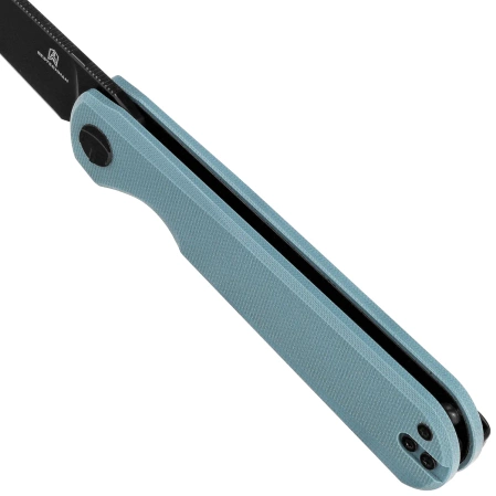 Bestechman Flick Knife Grey G10, Black PVD D2 by Ostap Hel (BMK13F)