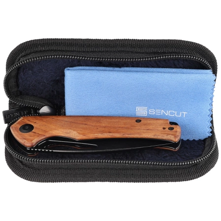 Sencut Mims Guibourtia Wood, Black Stonewashed 9Cr18MoVS knife (S21013-4)