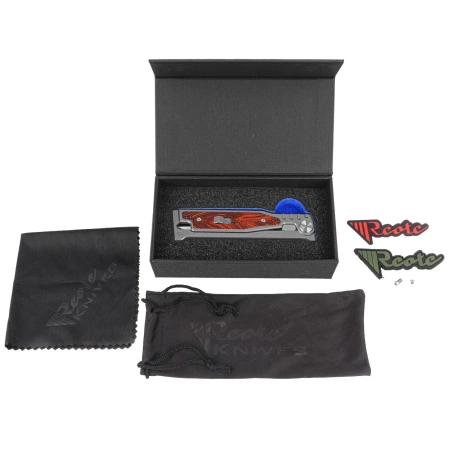 Nóż grawitacyjny Reate EXO-M Gravity D/E Bead Blasted Titanium/Damascus Red-Black G10, Satin Elmax