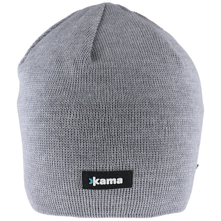 Kama Knitted 100% Merino Wool / Polycolon Band Beanie, Gray (A02-109)