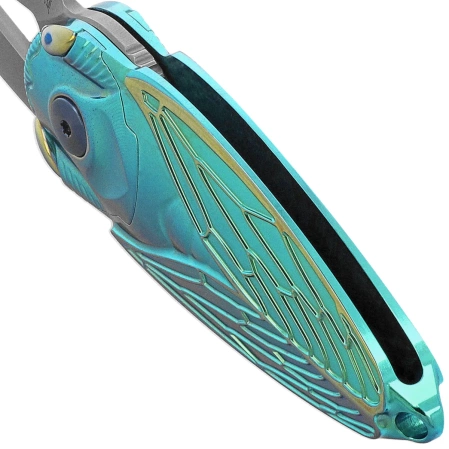 Rike Knife RK Cicada-GG Green / Gold Titanium, Bead Blasted M390