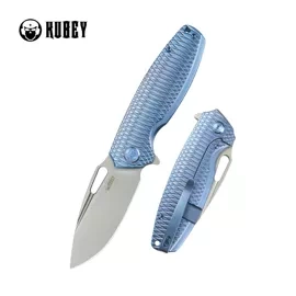 Nóż składany Kubey Tityus KB360F Blue Pattern Titanium, Bead Blasted 14C28N
