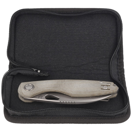 Nóż składany FOX Chilin OD Green Canvas Micarta, Stonewashed M398 by Jesper Voxnæs (FX-530 MOD)