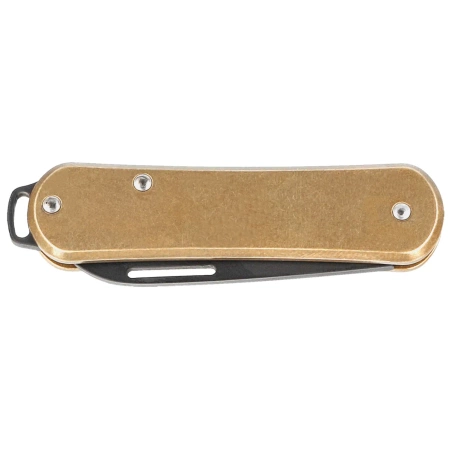 Fox Vulpis Brass, Black Top Shield M390 Pocket Knife (FX-VP108 OTB)