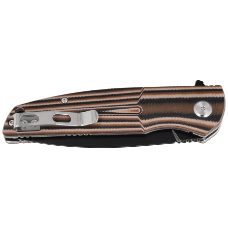 Bestech Knife Fin Black / Orange / Beige G10, Black Stonewashed 14C28N (BG34C-3)