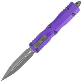 Microtech Dirac D/E OTF Knife Purple Aluminum, Apocalyptic M390 by Tony Marfione (225-10APPU)