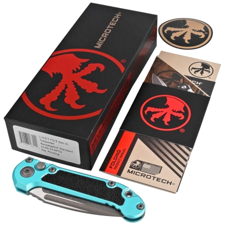 Nóż automatyczny Microtech LUDT Gen III S/E Turquoise Aluminium, Apocalyptic M390MK by Tony Marfione (1135-10APTQ)