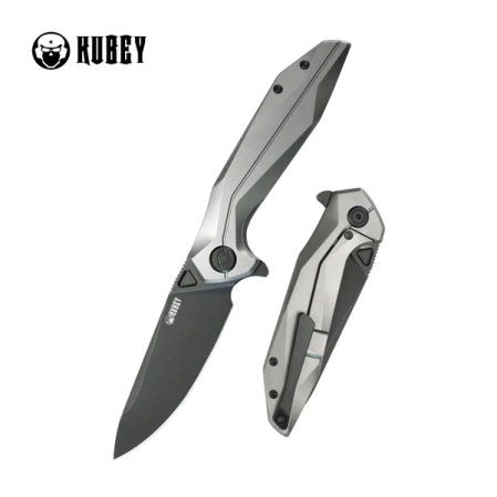 Kubey Nova FL KB235E Knife Gray Titanium, Black Stonewashed 14C28N