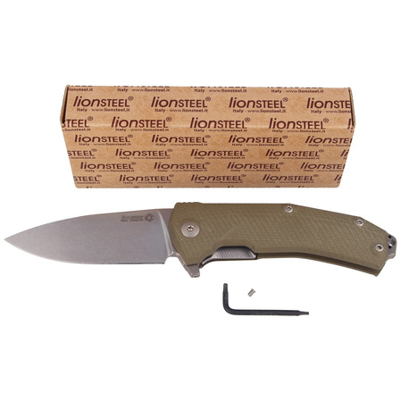 Nóż składany LionSteel KUR Green G10, Stonewashed Sleipner by Molletta (KUR GR)