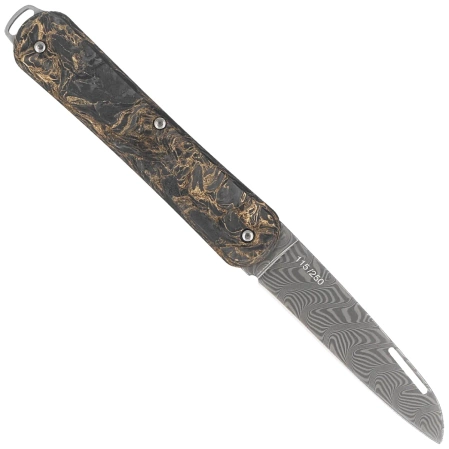 Fox Vulpis 130 LE No 115/250 Dark Matter Fat Carbon, Super Clean Damascus by Balbach Damast Pocket Knife (FX-VPDAM130 DMGO)