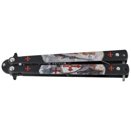Nóż motylek Martinez Albainox Balisong Black Templar 3D Design Steel, Black 3Cr13Mov (02269)