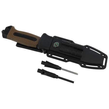 Martinez Albainox Knife ABS/Rubber Coyote/Black, Black 3Cr13Mov (32664)