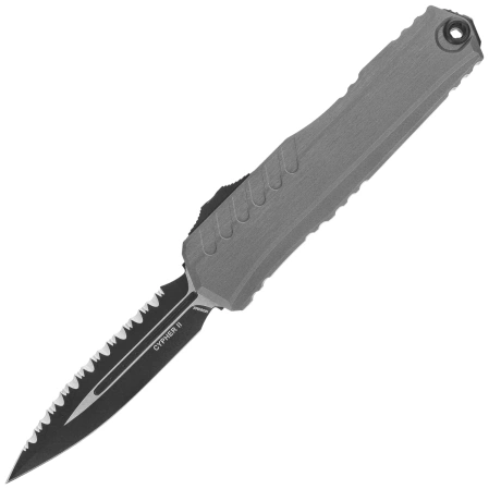 Microtech Cypher II D/E OTF Knife Natural Clear Aluminium, Black M390MK F/S by Deryk Munroe and Tony Marfione (1242-3NC)