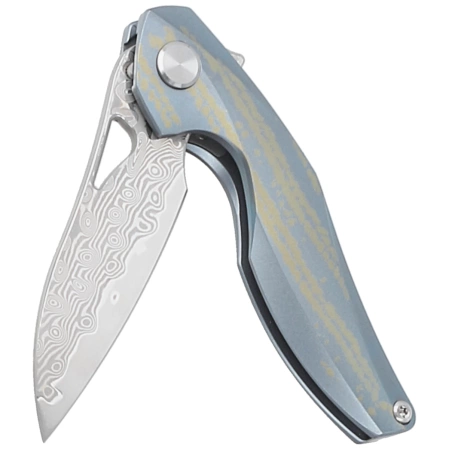Bestech The Reticulan Neck Knife Blue / Colorful Titanium, Damascus by Elijah Isham (BT1810L)