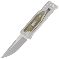 Reate Knife Mini EXO OTF Gravity Drop Point Bead Blasted Titanium/Green Micarta, Stonewashed CPM 3V