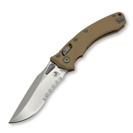 Nóż składany Microtech Amphibian Ram-Lok S/E Fluted Tan G-10, Stonewashed P/S M390MK by Tony Marfione (137RL-11FLGTTA)