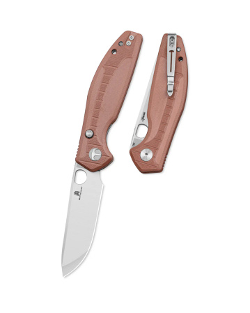 Nóż składany Bestechman Angry Owl Brown G10, Satin/Stonewashed D2 by Keanu Alfaro (BMK12D-1)