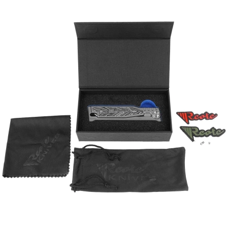 Nóż grawitacyjny Reate EXO-M OTF Gravity T/E Bead Blasted Titanium/Damascus Black-White G10, Satin Elmax