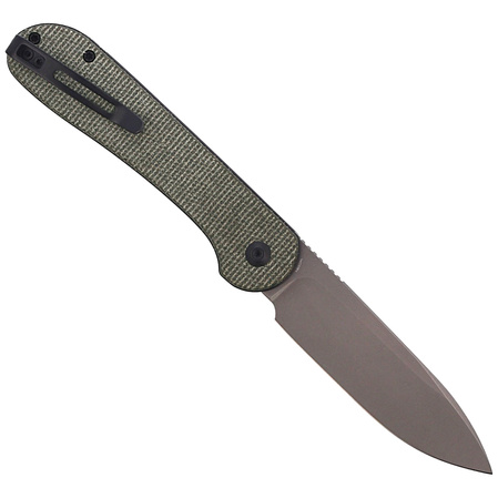 CIVIVI Knife Button Lock Elementum Dark Green Micarta, Gray Stonewashed (C2103C)