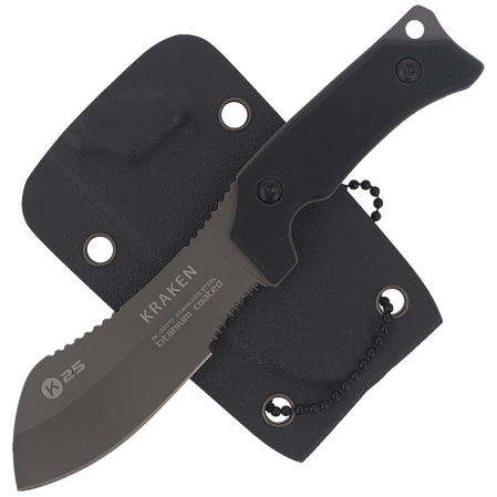 K25 Kraken Neck Knife Black G10, Titanium 7Cr17Mov