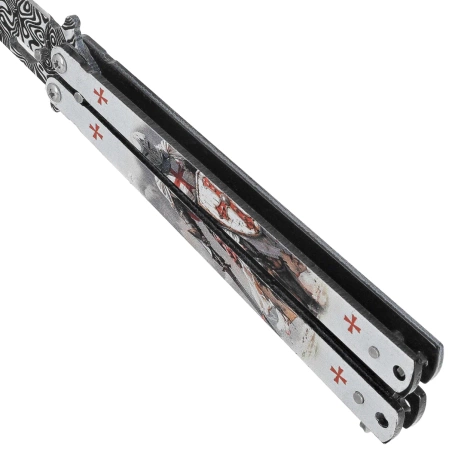 Nóż motylek Martinez Albainox Balisong White Templar 3D Design Steel, 3D Design 3Cr13Mov (02268)