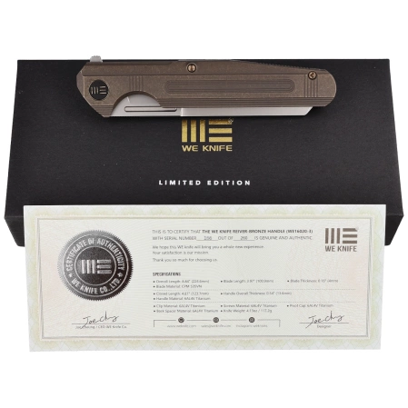 Nóż składany WE Knife Reiver LE No 166/260 Bronze Titanium, Silver Bead Blasted CPM S35VN (WE16020-3)