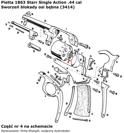 Sworzeń blokady osi bębna Pietta 1851 Navy, 1860 Army, 1861 Navy, Starr (3414)