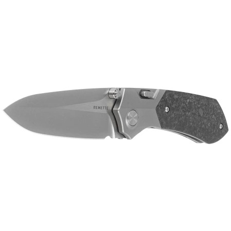 Remette RT-Meteor Knife Gray Titanium/Shredded Carbon Fiber, Pearlescent M390 (RTPT-E)
