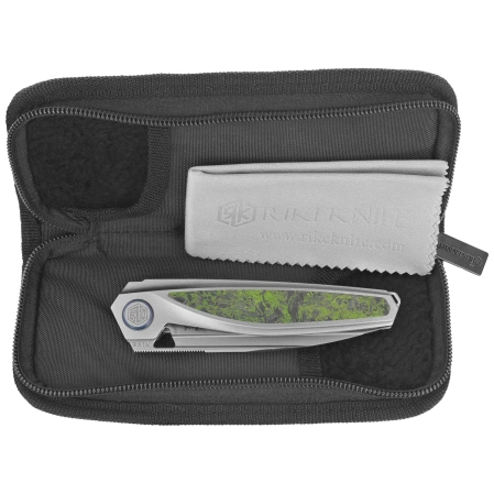 Rike Knife Baidi S Titanium/Green Carbon Fiber, Bead Blasted M390 (RK-Baidi-S-P/GCF)