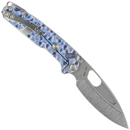 Medford Infraction Blue/Silver Titanium ''Peaks and Valleys'', Std HW, Brsh Clip, Tumbled S45VN by Greg Medford (MK031STQ-37A2-TSCS-BN)