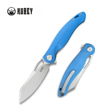 Nóż składany Kubey Drake Blue G10, Beadblasted AUS-10 by Maksim Tkachuk (KU239D)