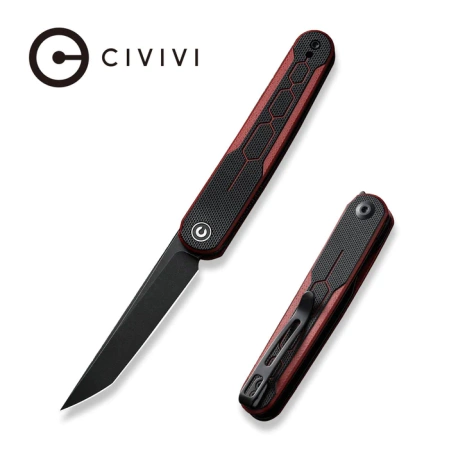 Civivi Knife KwaiQ Burgundy/Black G10, Black Stonewashed Nitro-V by Rafal Brzeski (C23015-1)