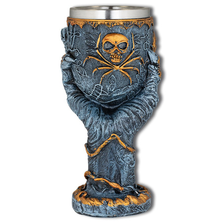 Tole 10 Imperial Skull-Spyder Goblet Grey/Golden, Resin (39557)