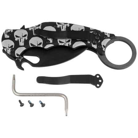 Nóż składany Fox The Skull Karambit Black Aluminium, Black N690Co (FX-599 ALB-5)