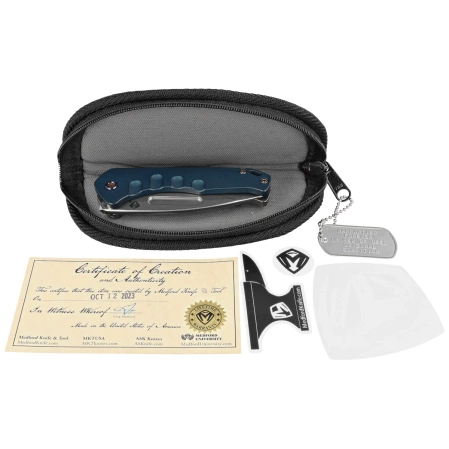 Nóż składany Medford Praetorian Swift FL Flipper Tumbled Blade, Blue Handle, Flamed HW/Clip, S45VN (MKFF2064TD-44TM-TFCF-Q4)