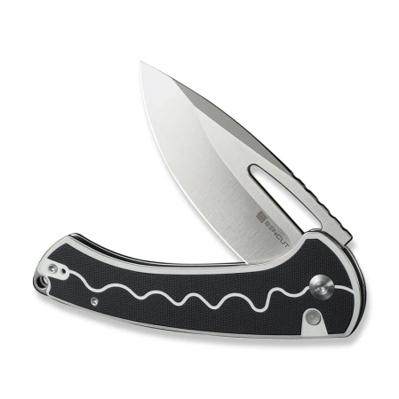 Sencut Squiggy Knife White / Black G10, Satin 9Cr18MoV (S24082A-1)