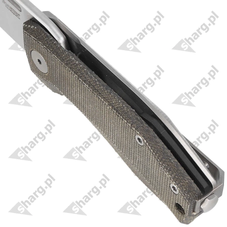 LionSteel Nano Knife Green Canvas Micarta, Satin MagnaCut (NA01 CVG)