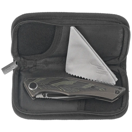 Bestech Togatta Knife Bronze Titanium/Black-Green G10, Black Stonewashed/Satin M390 by Koens Craft (BT2102E)