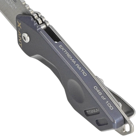 Extrema Ratio X-ANT LE No 048/100 Blue Titanium Knife, Sandblast Sintered Tungsten Carbide (04.1000.0467/MD/TI)