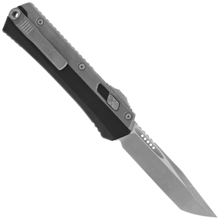 Microtech Glykon T/E OTF Knife Black Aluminum / Apocalyptic Titanium, Apocalyptic M390 by Tony and Sean Marfione (185-10AP)