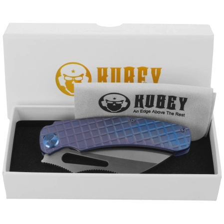 Nóż składany Kubey Sylow Blue Titanium, Stonewashed 14C28N by James Lowe (KU260B)